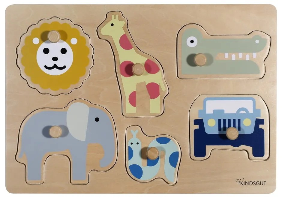 Drevené vkladacie puzzle (počet dielikov 6) Safari – Kindsgut