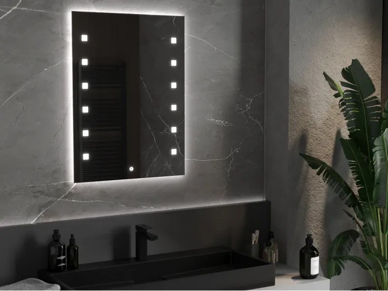 Mexen Ner, LED kúpeľňové zrkadlo s podsvietením 60x80 cm, 6000K, ochrana proti zahmlievaniu, 9809-060-080-611-00