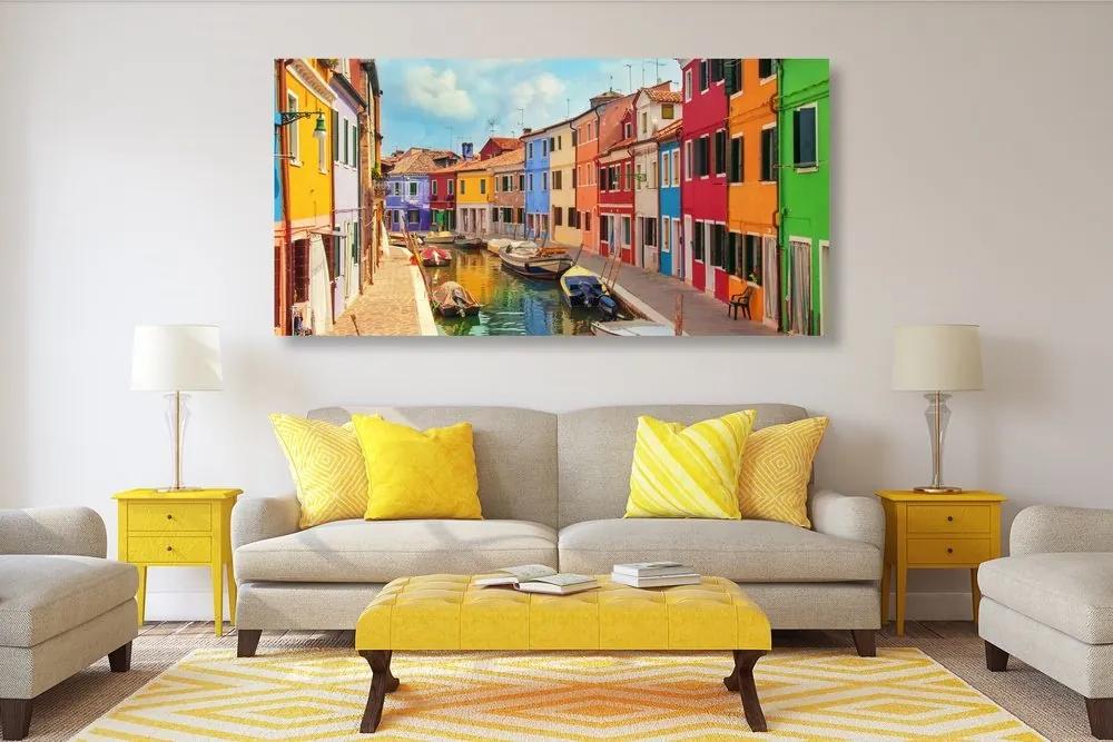 Obraz pastelové domčeky v mestečku - 120x60