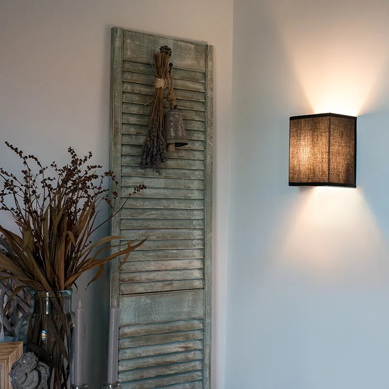 Rustikálna nástenná lampa čierna - Vete