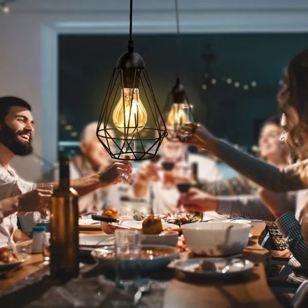LED luster na lanku 1xE27/6,5W/230V 2500K čierny