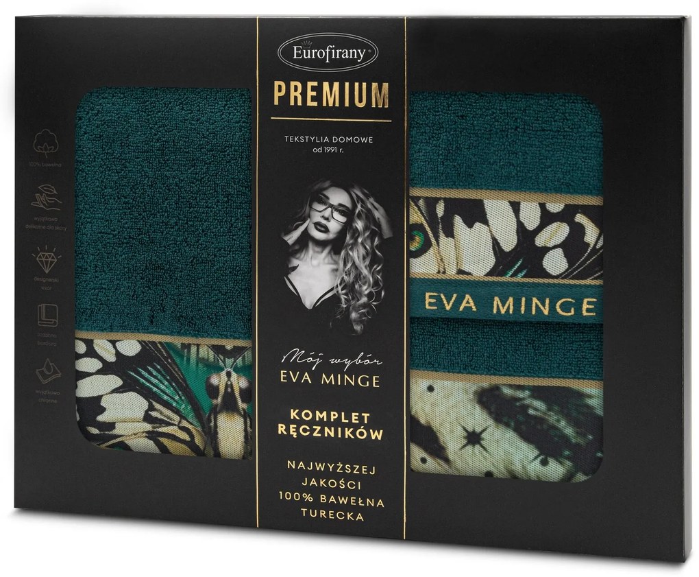 Eva Minge FROTÉ UTERÁK EVA MINGE15 SADA 1KS 30X50 CM, 1KS 50X90 CM, 1KS 70X140 CM TMAVOTYRKYSOVÁ