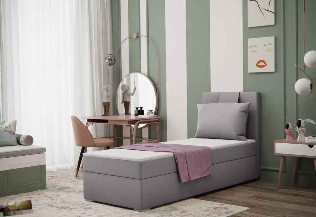Čalúnená posteľ boxspring MIRANDA + vrchný matrac - soro 90 / pravá / 100x200