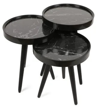SADA 3x Odkladací stolík CALL čierna