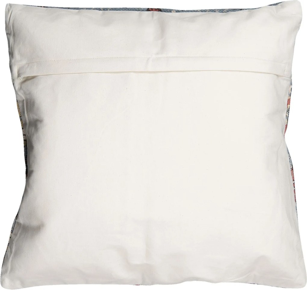 Modrá režná bavlnená obliečka na vankúš s ornamentmi - 50*50 cm