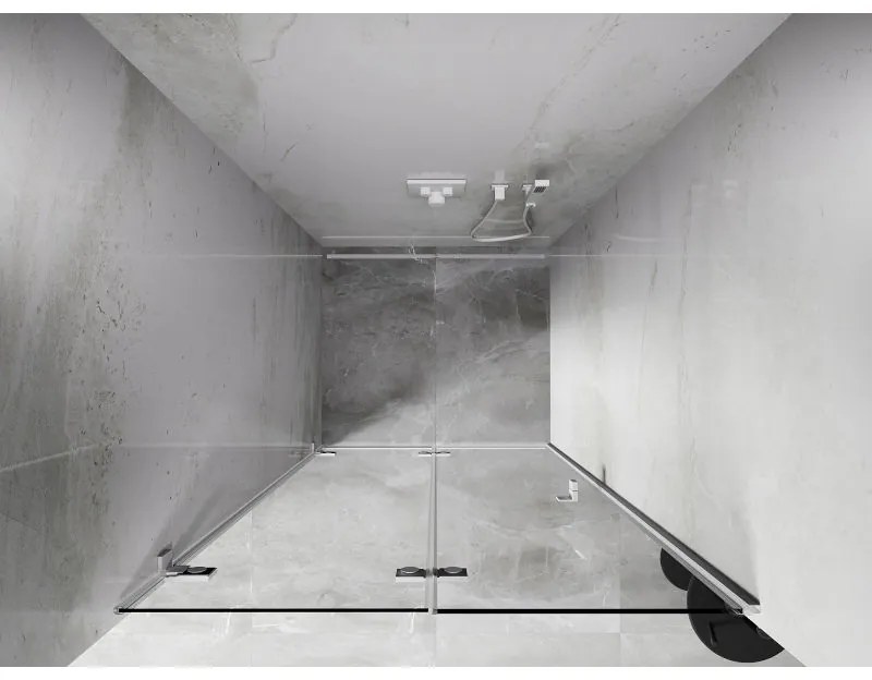 Mexen, Mexen Lunar-F skladacie ľavé sprchové dvere 65 cm, transparentné, biele - 836-065-000-20-00-L