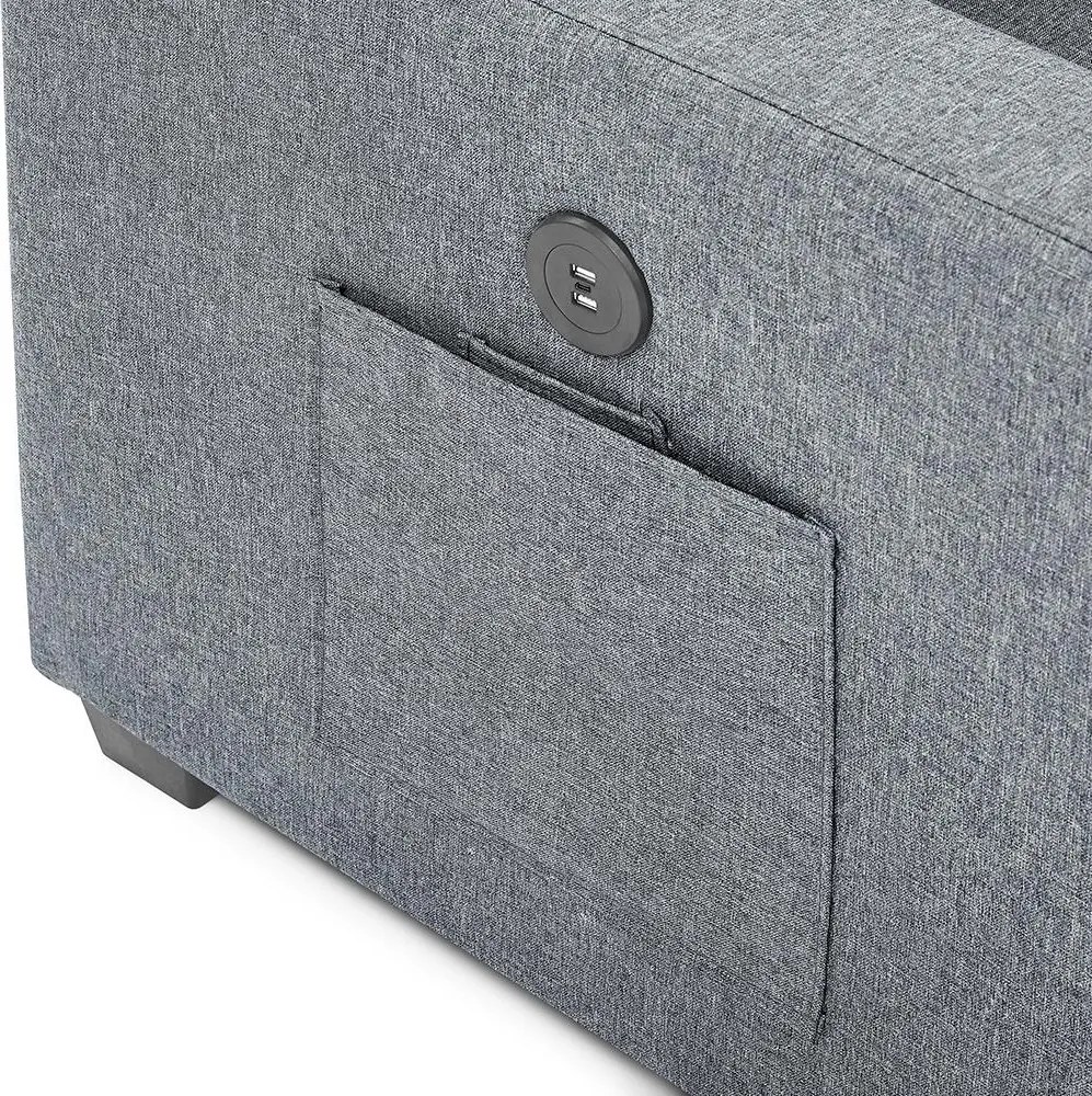 Univerzálna rohová rozkladacia sedacia súprava Catini PORTIVA s úložným priestorom a USB sivá