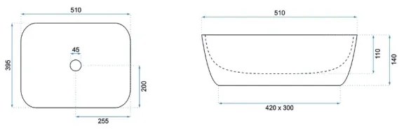 REA-U6647 - Umývadlo na dosku FREJA 39,5x51 cm keramika/šedá/mramorový dekor