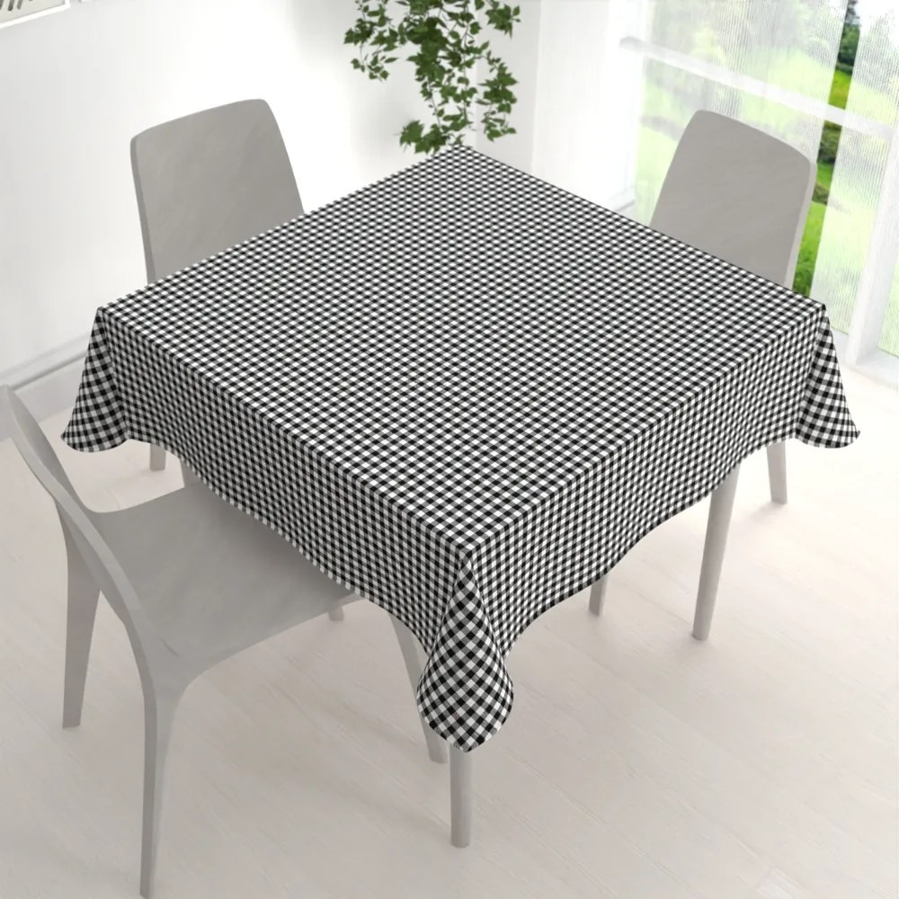 Biante Bavlnený štvorcový obrus Sandra SA-060 Čierno-biele kocky 130x130 cm