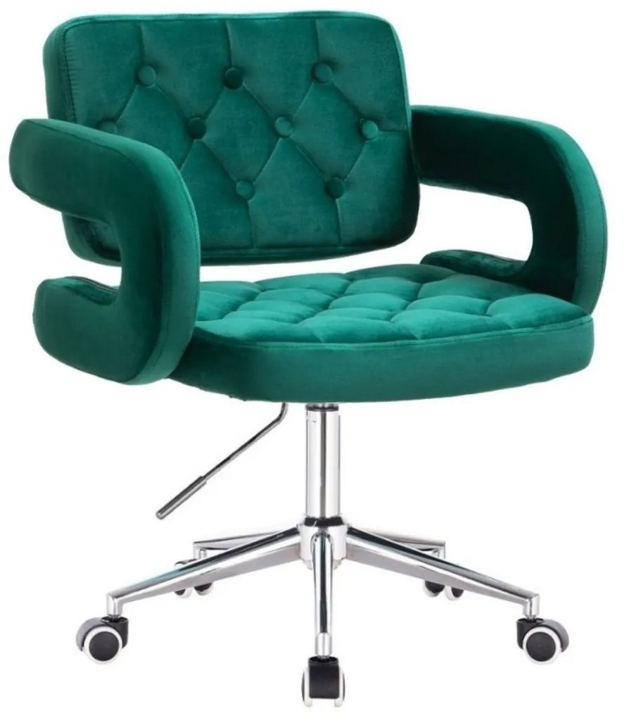 LuxuryForm DESIGN Kreslo ADRIA VELUR na striebornej podstave s kolieskami - zelené