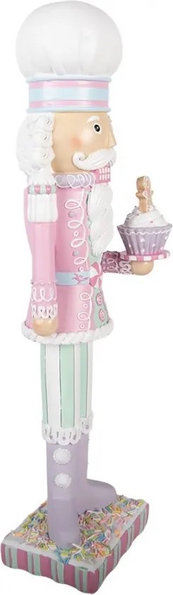 Farebný vianočný luskáčik cukrár s muffinom a perníčkom - 13*11*47 cm