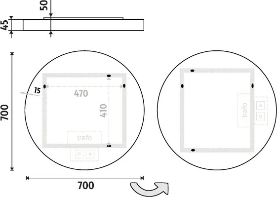 Nimco Biele LED zrkadlo pr. 700 s dvoma dotykovými senzormi - ZPB 31001RVX-05