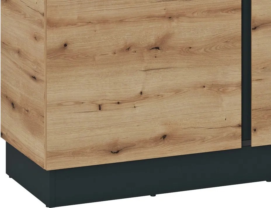 Nízká vitrína Corte, dub coast/tmavo šedá