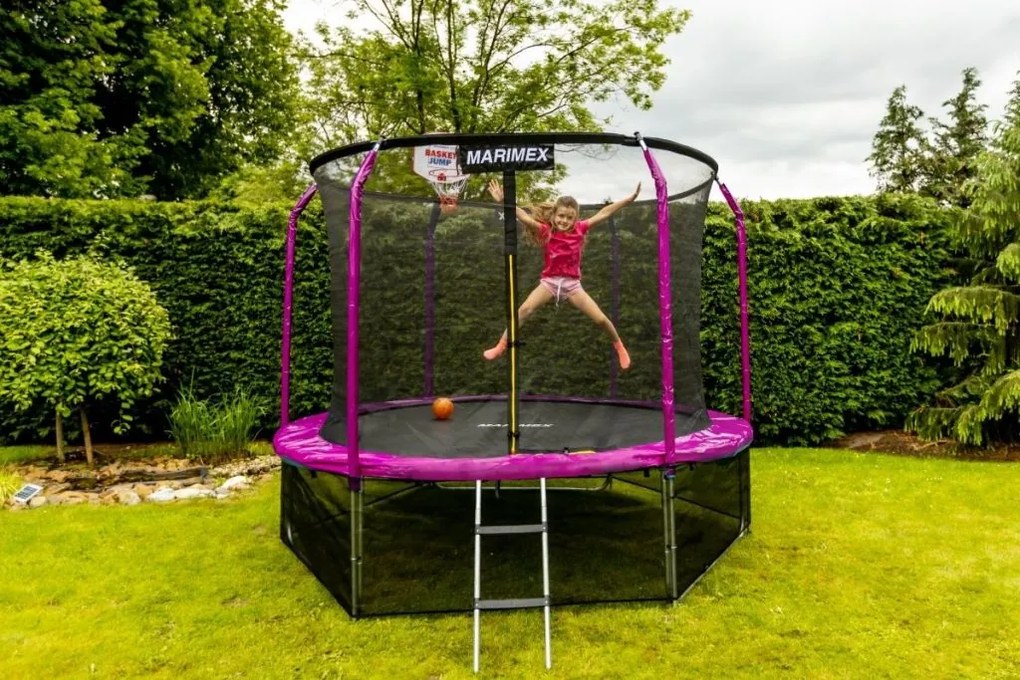Marimex trampolína 183 cm, ružová + ochranná sieť + schodíky