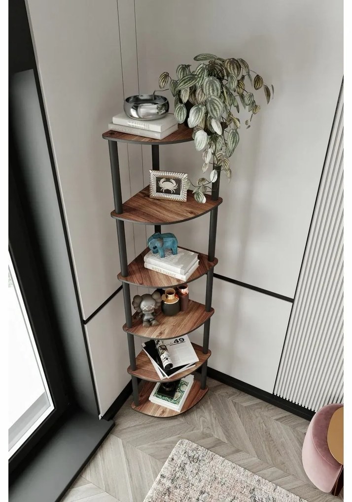 Regál Corner Walnut, 6 polic, M