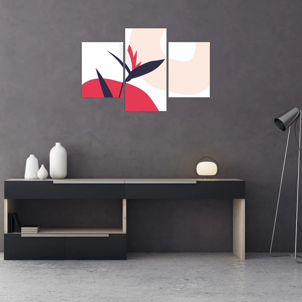 Obraz - Ružová florálna abstrakcia N⁰1 (90x60 cm)