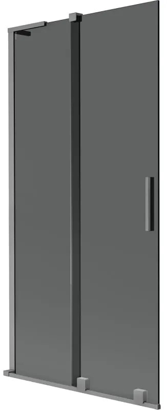 Mexen Velar L, 2-krídlová posuvná vaňová zástena 95 x 150 cm, 8mm šedé sklo, grafitová, 896-095-003-41-95