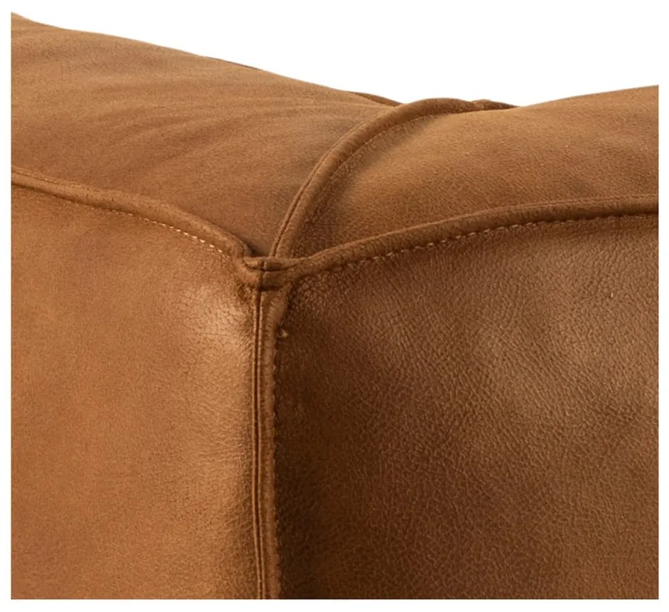 Koňakovohnedá rohová pohovka z recyklovanej kože Bonami Selection Fairfield, pravý roh, 282 cm