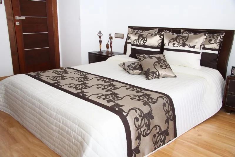 DomTextilu Luxusný prehoz na posteľ béžový s hnedým motívom Šírka: 200 cm | Dĺžka: 220 cm 2516-125383