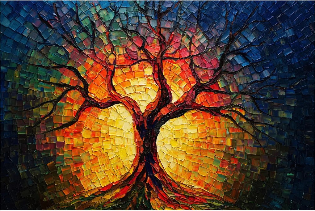 Obraz - Strom života v mozaike (90x60 cm)