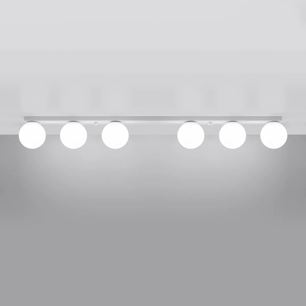 Stropné svietidlo Yoli, 6x biele sklenené tienidlo, w