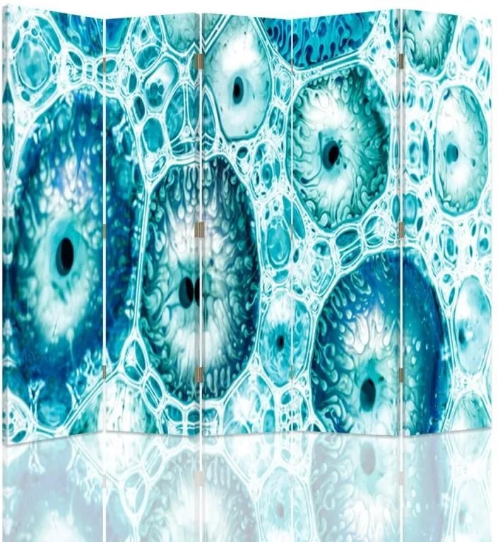 CARO Paraván - Blue Pattern | päťdielny | obojstranný 180x150 cm