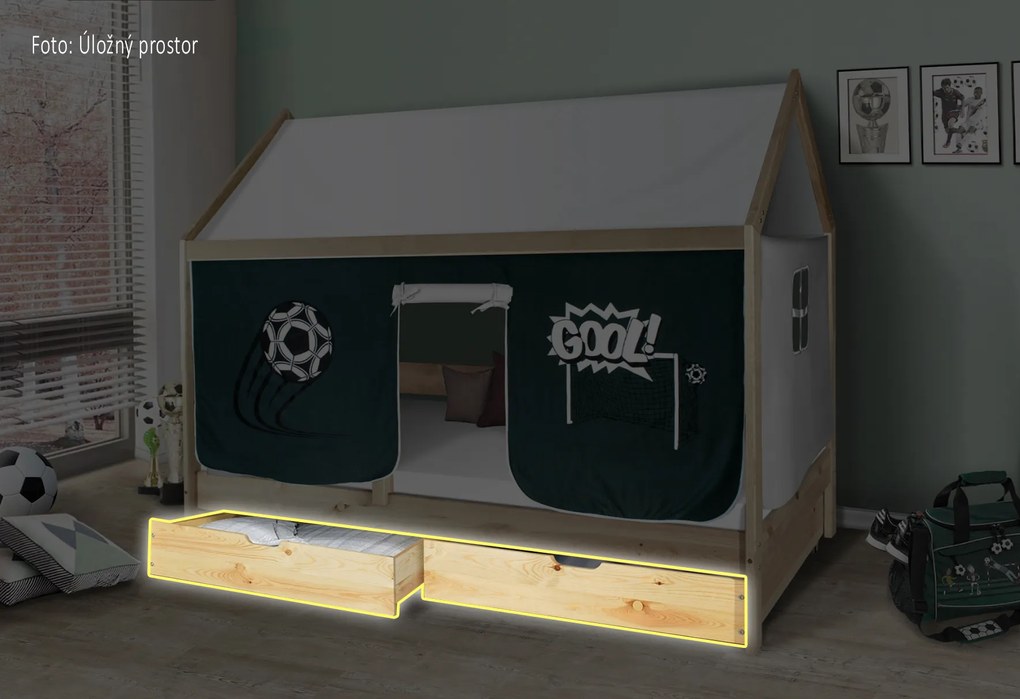 Detská domčeková posteľ KIDS - prírodná 200x90 cm