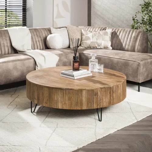 Konferenčný stôl 23-33 Wave Ø120cm Drevo Mango  - Komfort-nábytok