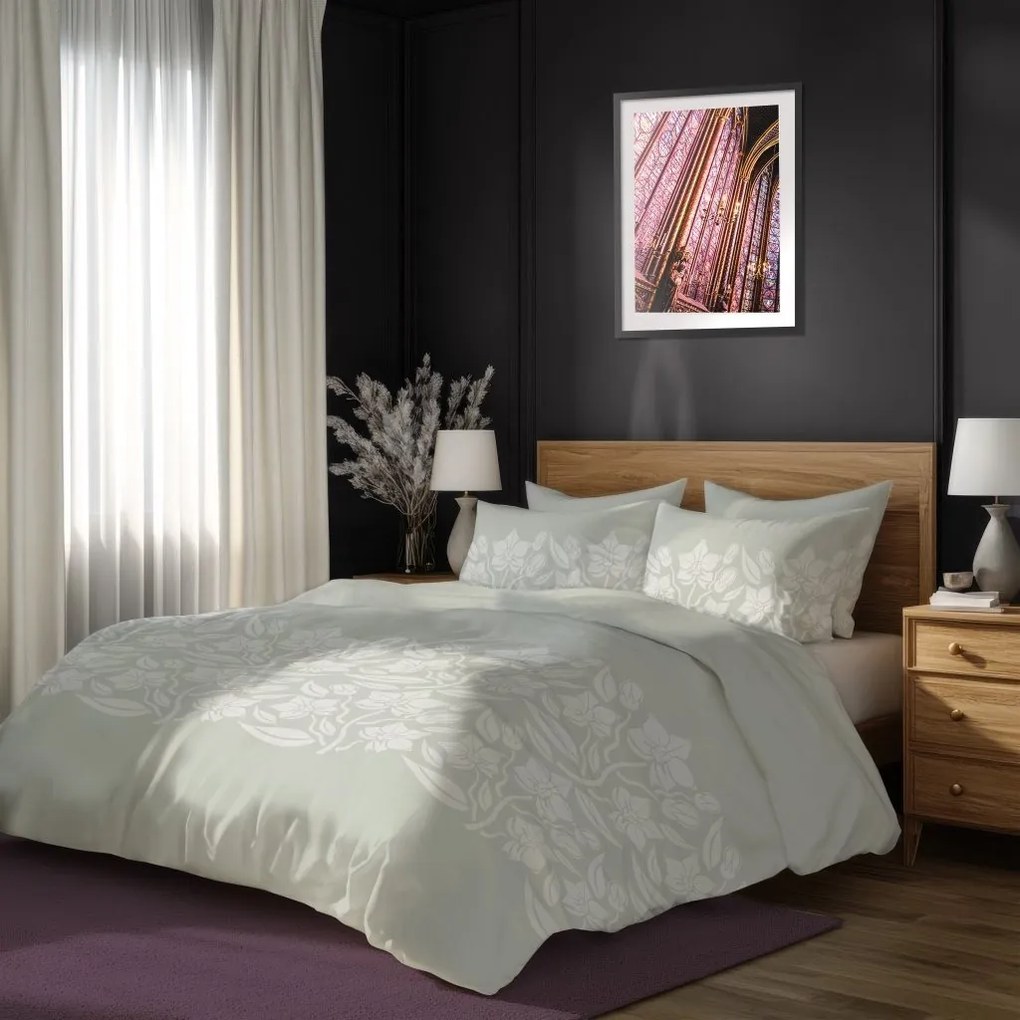 Bavlnené saténové obliečky Piano 005 140x200 cm + 70x90 cm sivé