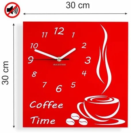 Coffee Time nástenné kuchynské hodiny žltá