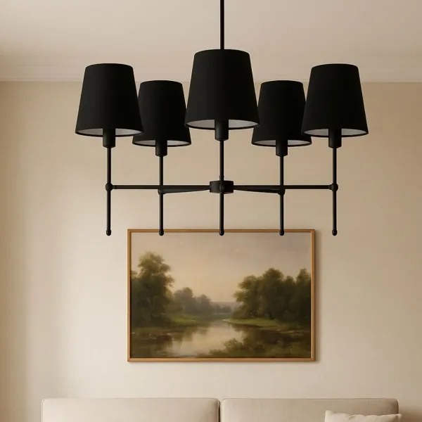 Luster na tyči MADELA 5xE14/40W/230V čierna