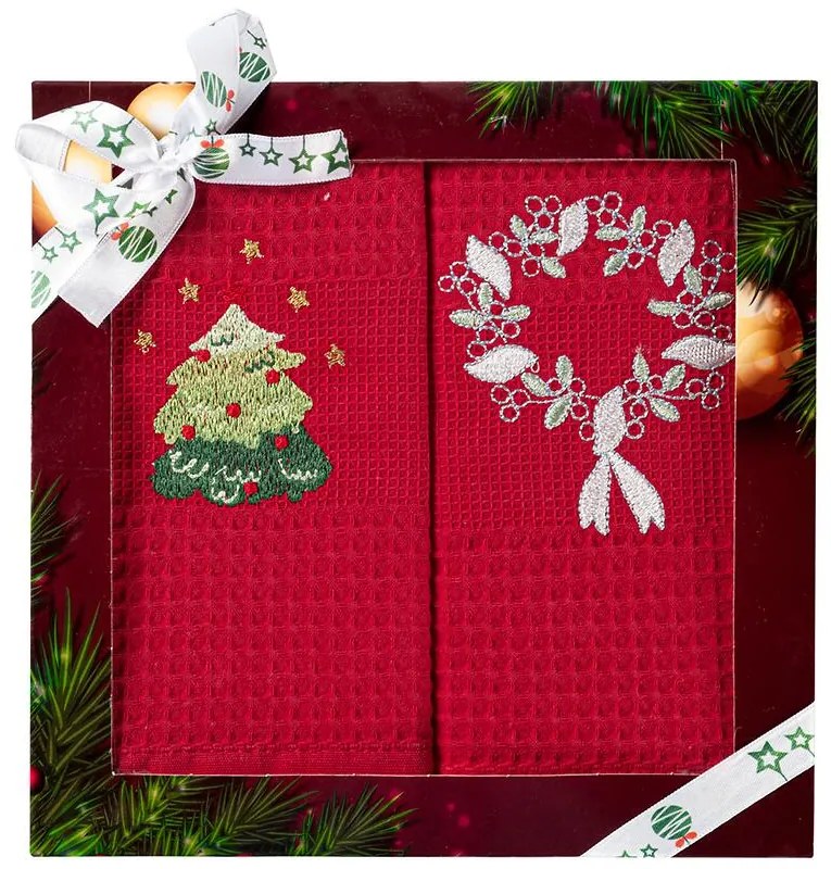 Kuchynské utierky kpl. 2 ks 50x70 cm červený