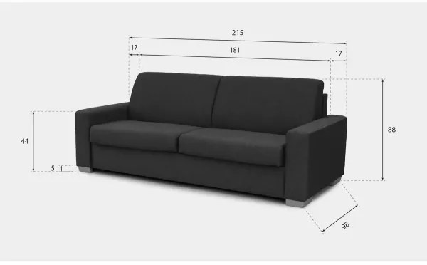 Rozkladacia trojmiestna pohovka na každodenné spanie LEKA modrá