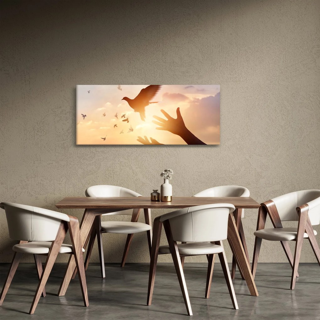 Obraz - Holubica, leť! (120x50 cm)