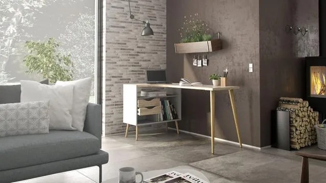 Tvilum Biely konzolový stolík v dekore dub OSLO 75388