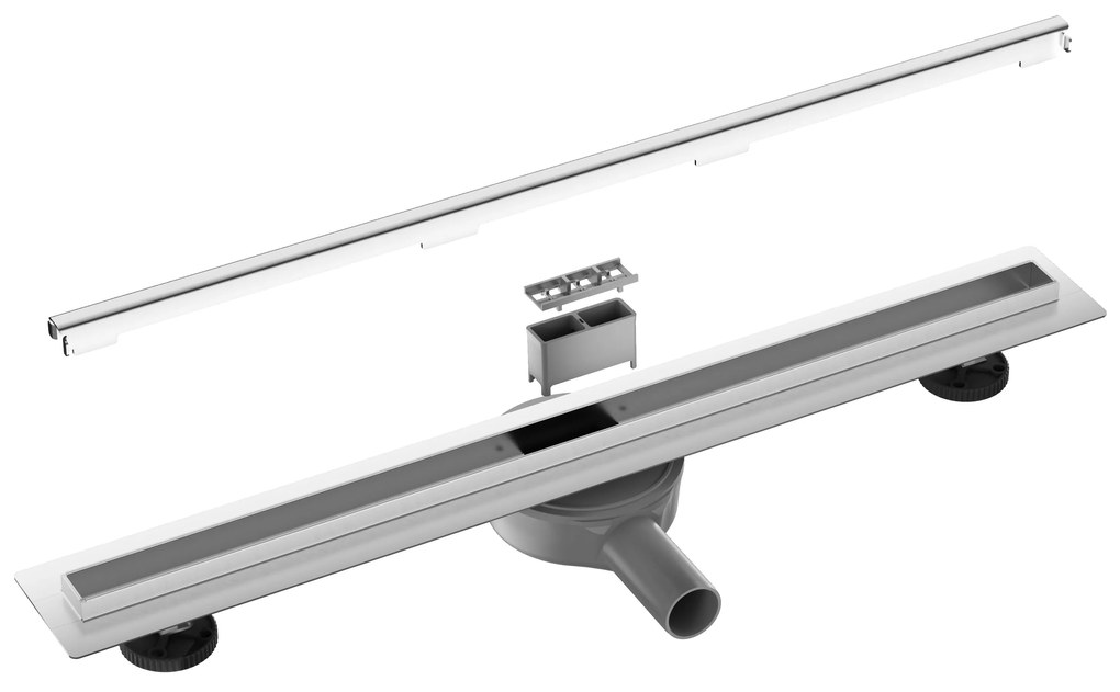 CERANO Cerano, Lineárny odtokový žľab Slim 90 cm s otočným sifónom o 360°, chrómová, CER-CER-414857