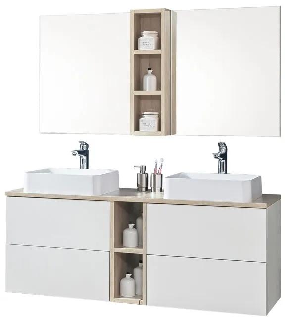 Mereo, Aira, kúpeľňová skrinka s umývadlom z liateho mramoru 121 cm, biela, dub, šedá, MER-CN743M