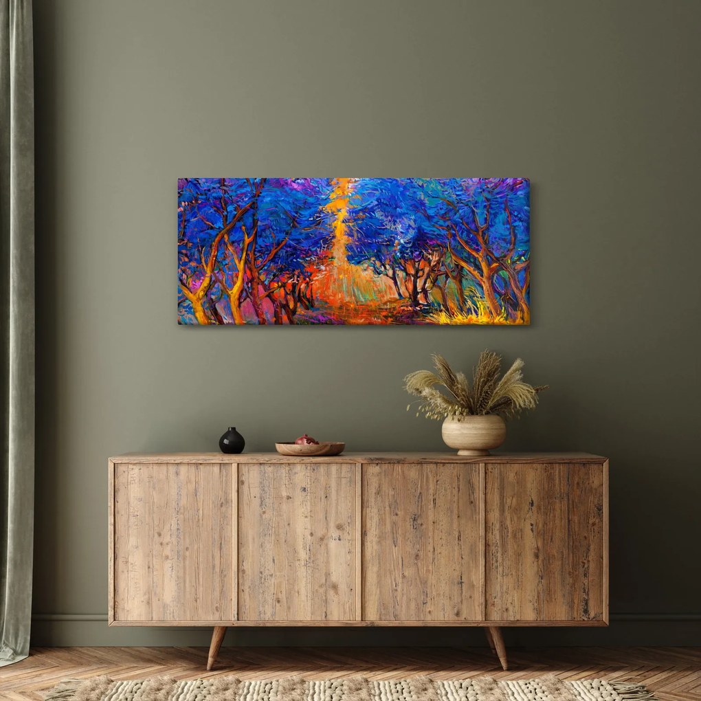 Obraz - jesenné koruny stromov, moderný impresionizmus (120x50 cm)