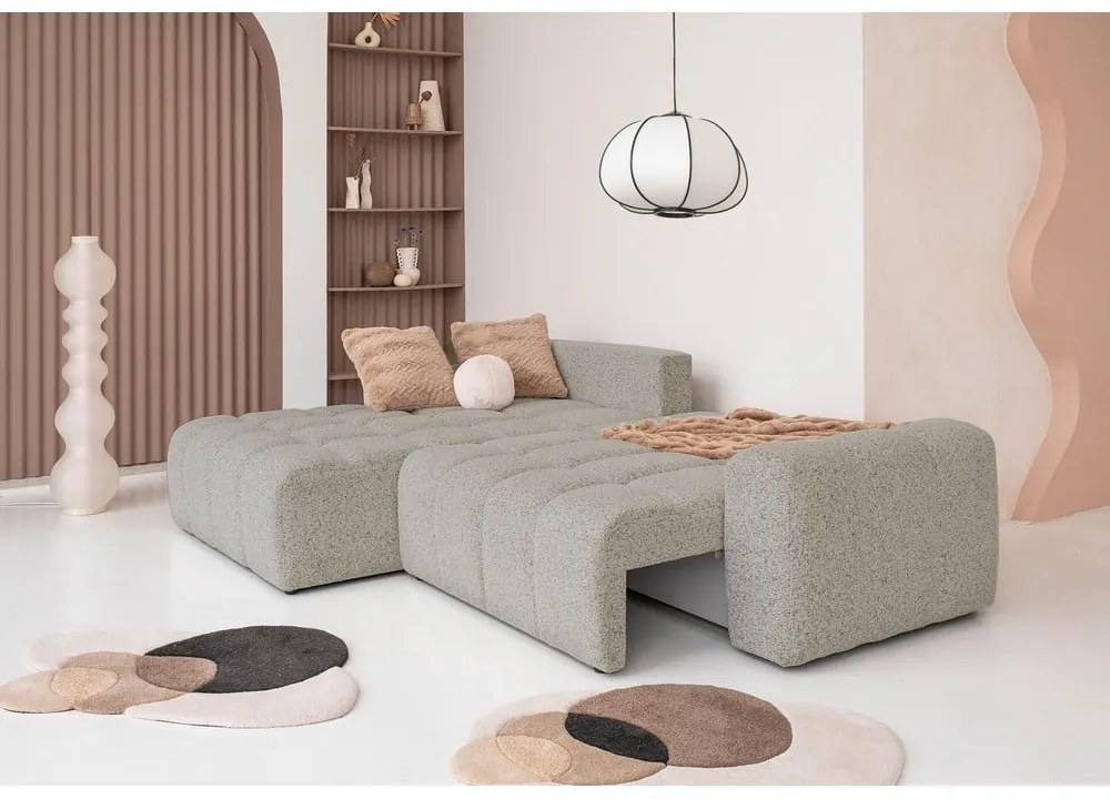 Svetlohnedá rozkladacia modulárna rohová pohovka s úložným priestorom (ľavý roh) Lulu – Miuform