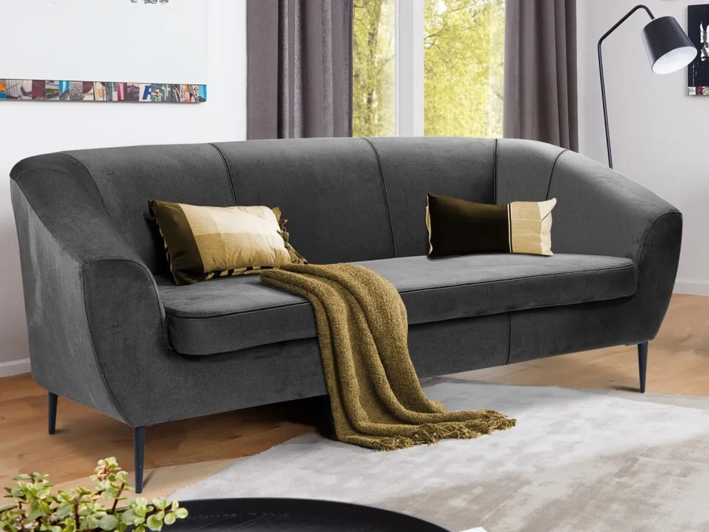 Trojmiestna pohovka Olivio, stredne šedá zamatová látka