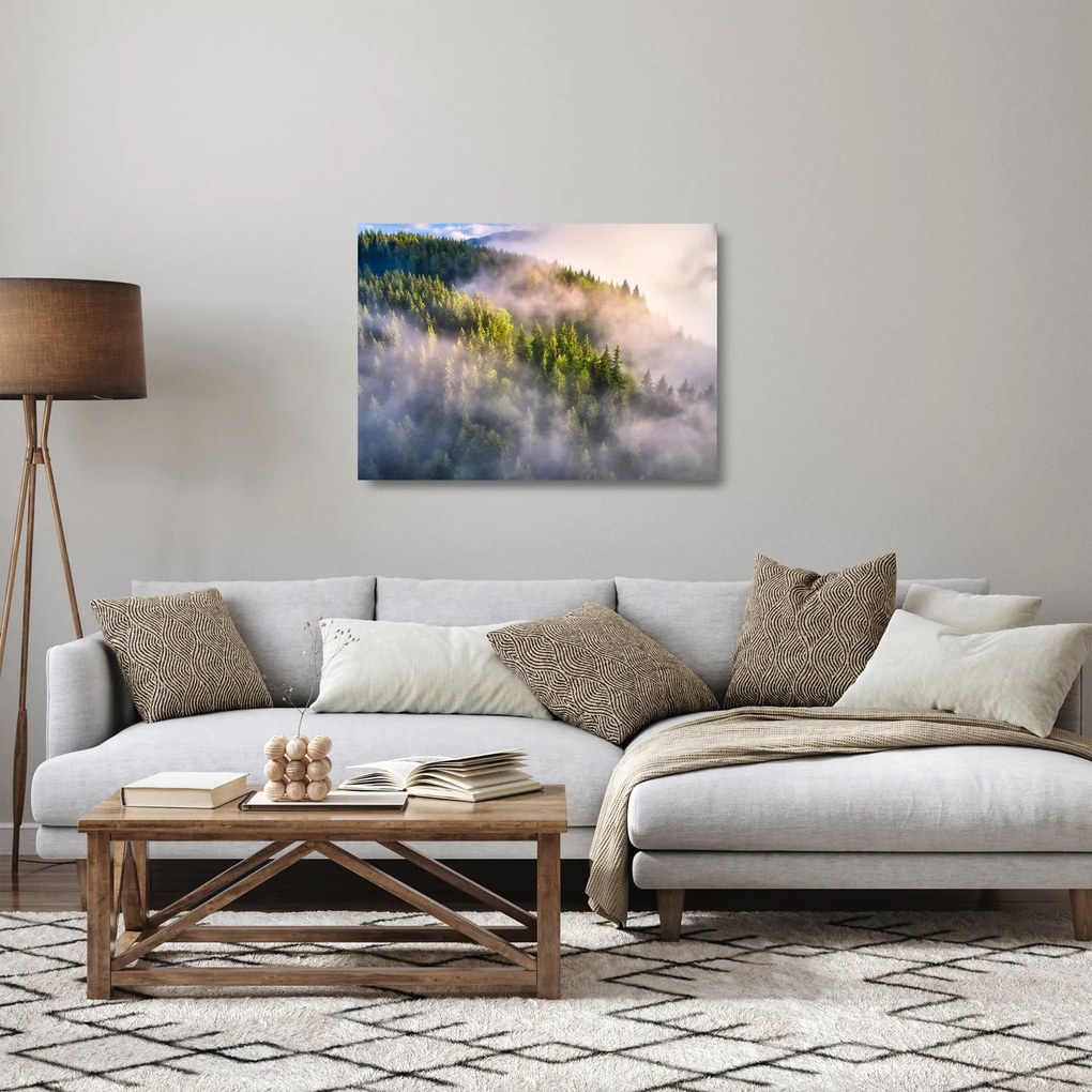 Sklenený obraz horskej krajiny (70x50 cm)