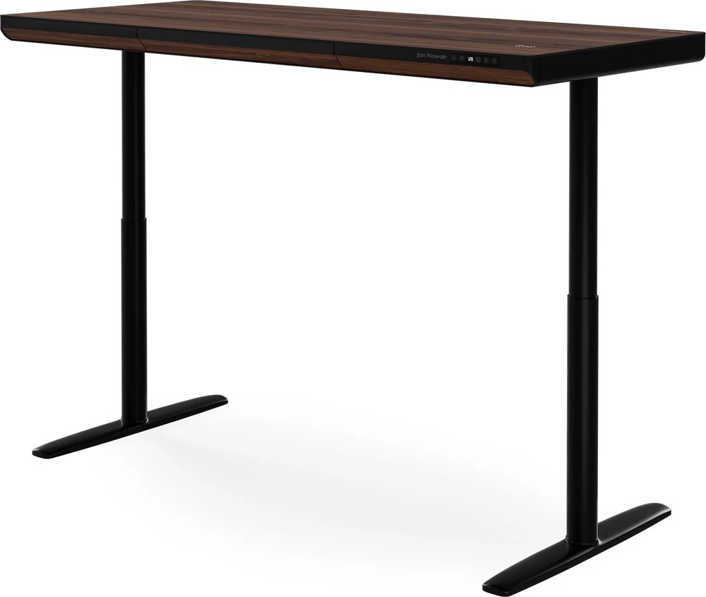 Elektrický písací stôl sit-stand so zásuvkou a bezdrôtovou nabíjačkou Qi čierny/orech, 1600 mm: ELLIS