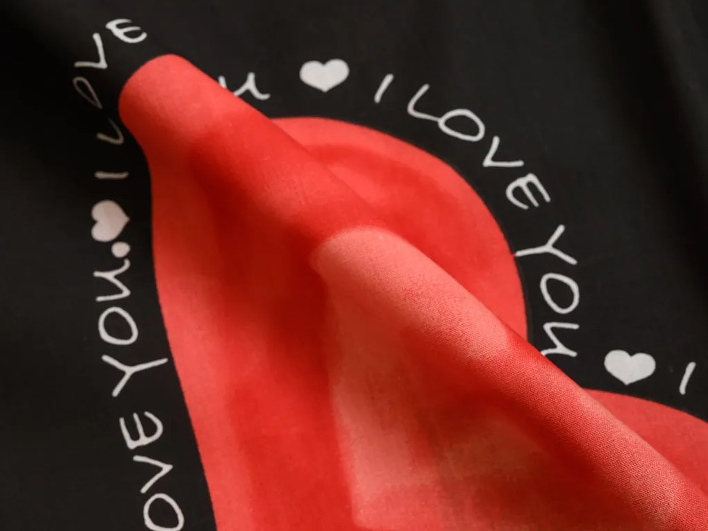 Polybavlnené obliečky na 2 postele VALENTINE, čierne Rozmer obliečky: 2 ks 70 x 90 cm | 2 ks 140 x 200 cm