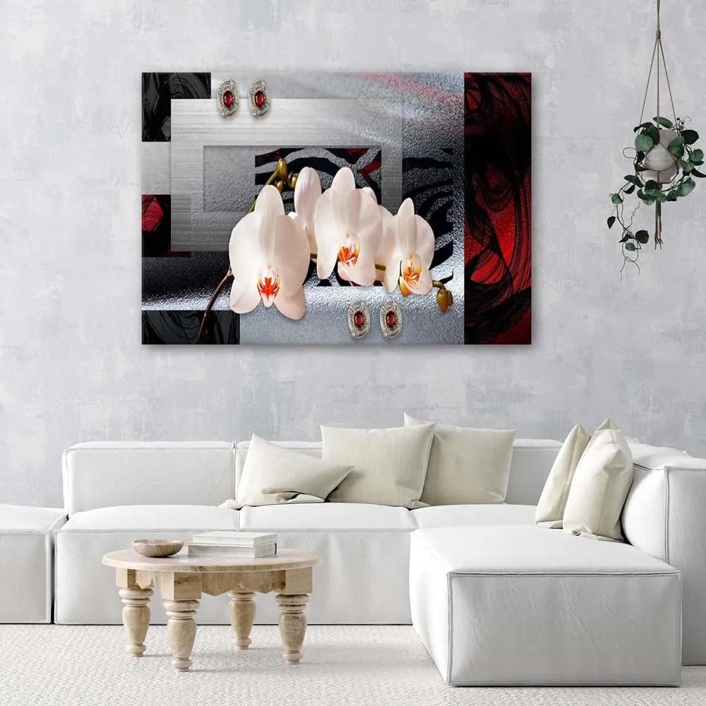 Obraz na plátně Abstraktní orchideje Bílá - 90x60 cm