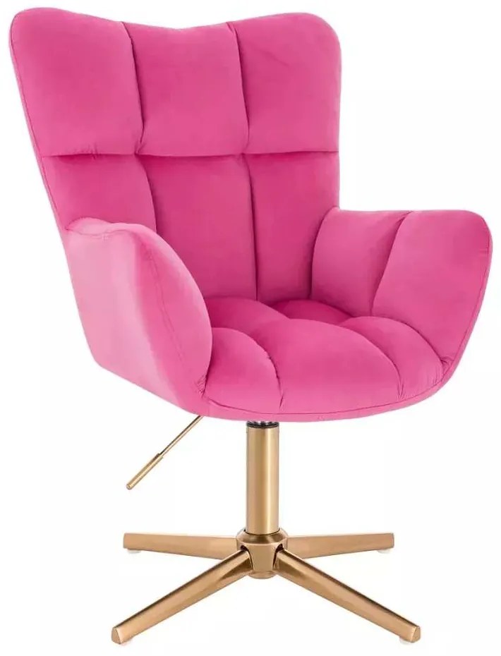 LuxuryForm DESIGN Otočné kreslo AURORA VELUR na zlatom kríži - tmavoružové