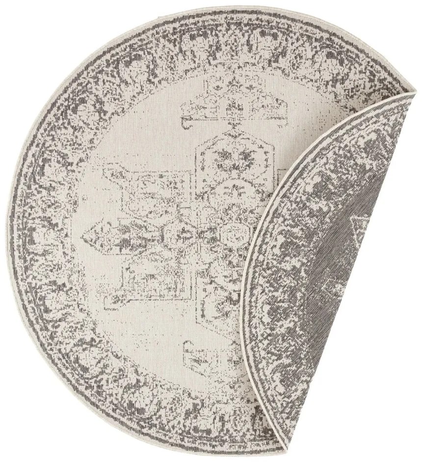 Sivo-krémový vonkajší koberec Bougari Borbon, ø 140 cm