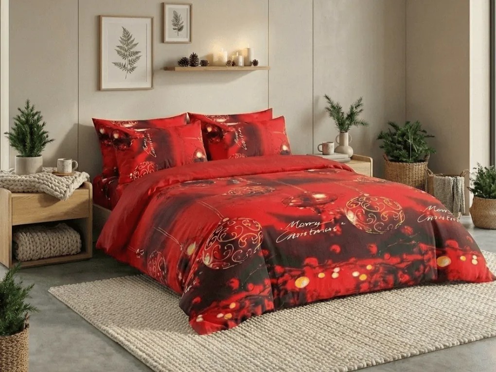 Mikroplyšové obliečky MERRY CHRISTMAS červené Rozmer obliečky: 70 x 90 cm | 140 x 200 cm