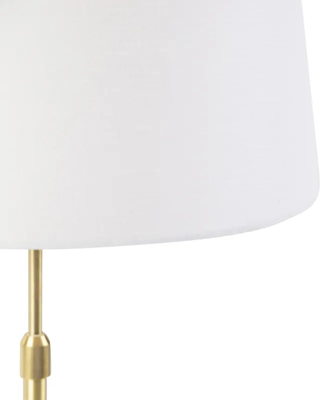Stolná lampa zlatá/mosadzná s bielym ľanovým tienidlom 35 cm - Parte