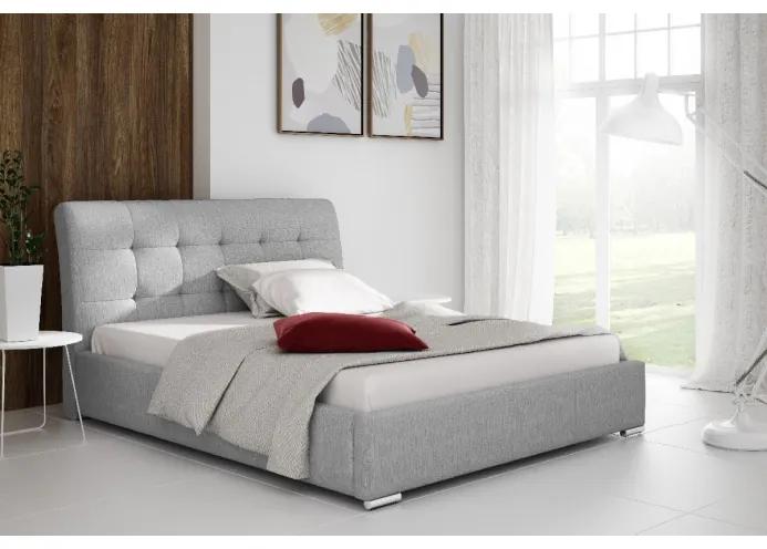Moderná čalúnená posteľ Evelyn s úložným priestorom svetlo šedá 160 x 200