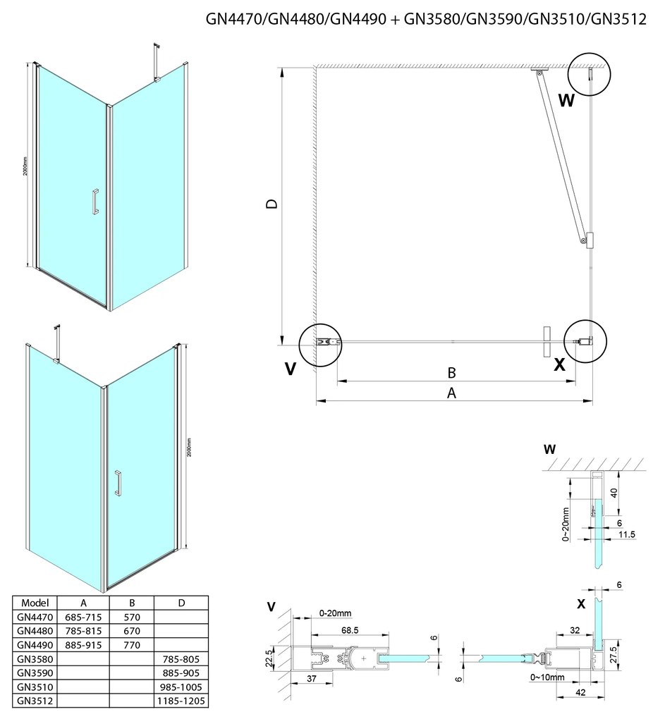 Gelco Gelco, LORO obdĺžniková sprchová zástena 800x1000mm, GN4480-01